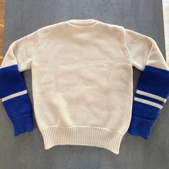 CALVIN KLEIN 205W39THNYC Men's Wool Cream and Blue Crew - M - Picture 2 of 8